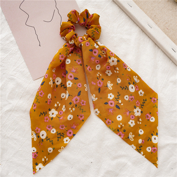 Wholesale Floral Small Fresh Hair Band Ribbon Ponytail Large Intestine Ring